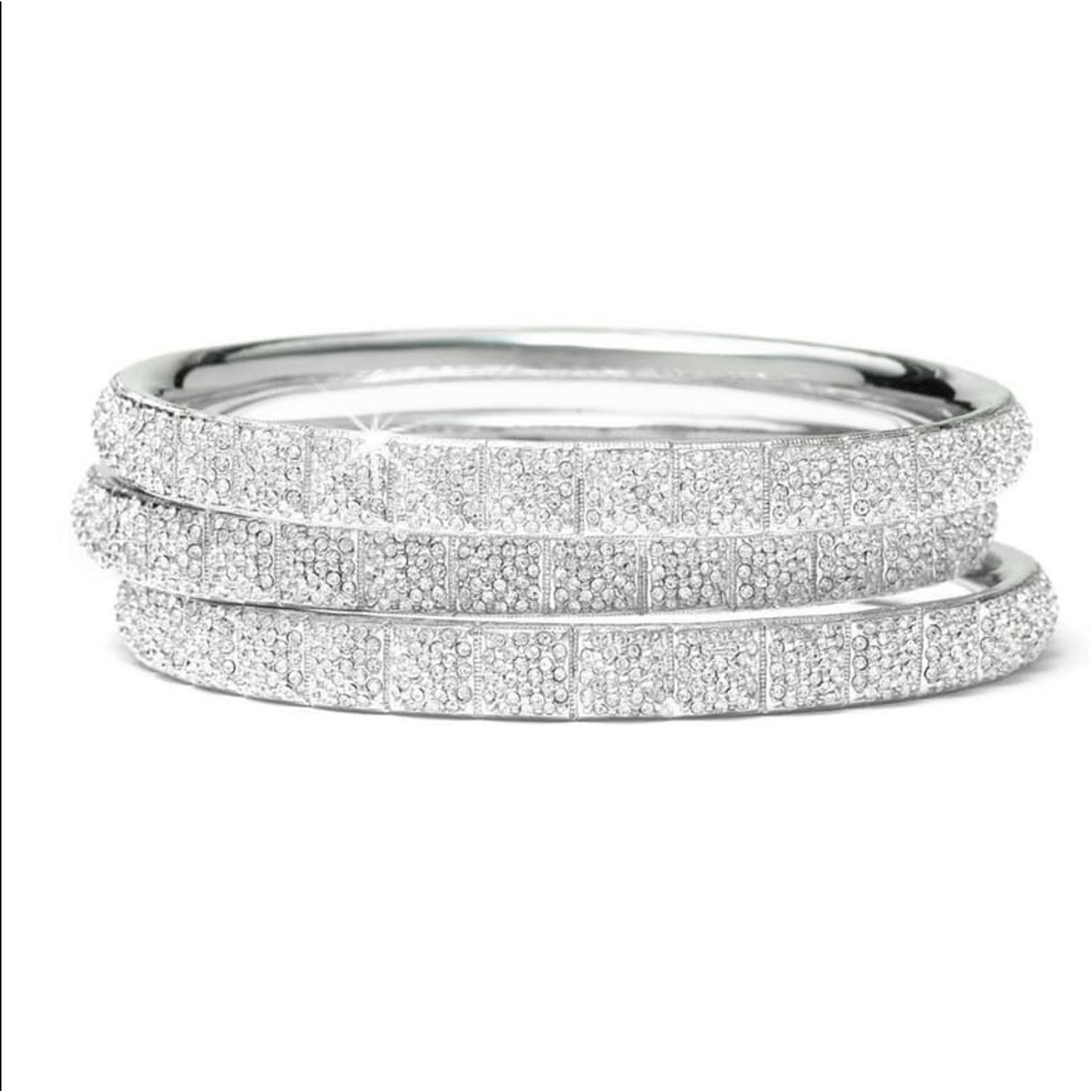 NADRI Pave Stone Pyramid Silver-Tone Bangle